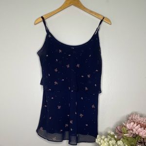 Spaghetti strap floral patterned tank top